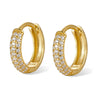 Three-row Drill Wide Face Circle Ear Clip Retro High-grade Sterling Silver Stud Earrings - Gold / 10mm