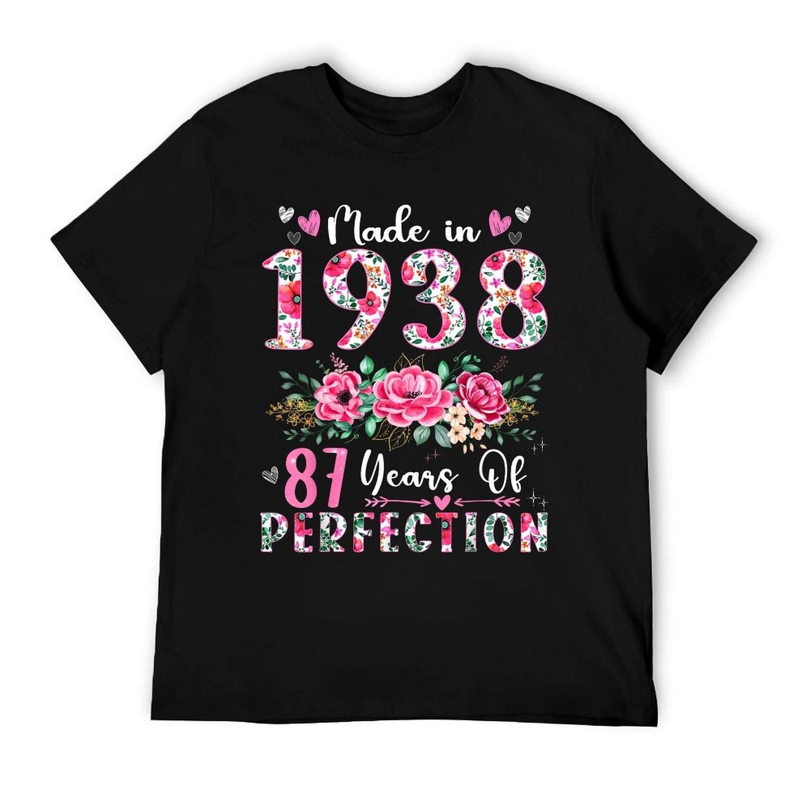 87 Year Old Made In 1938 Floral 87th Birthday Women T-Shirt
