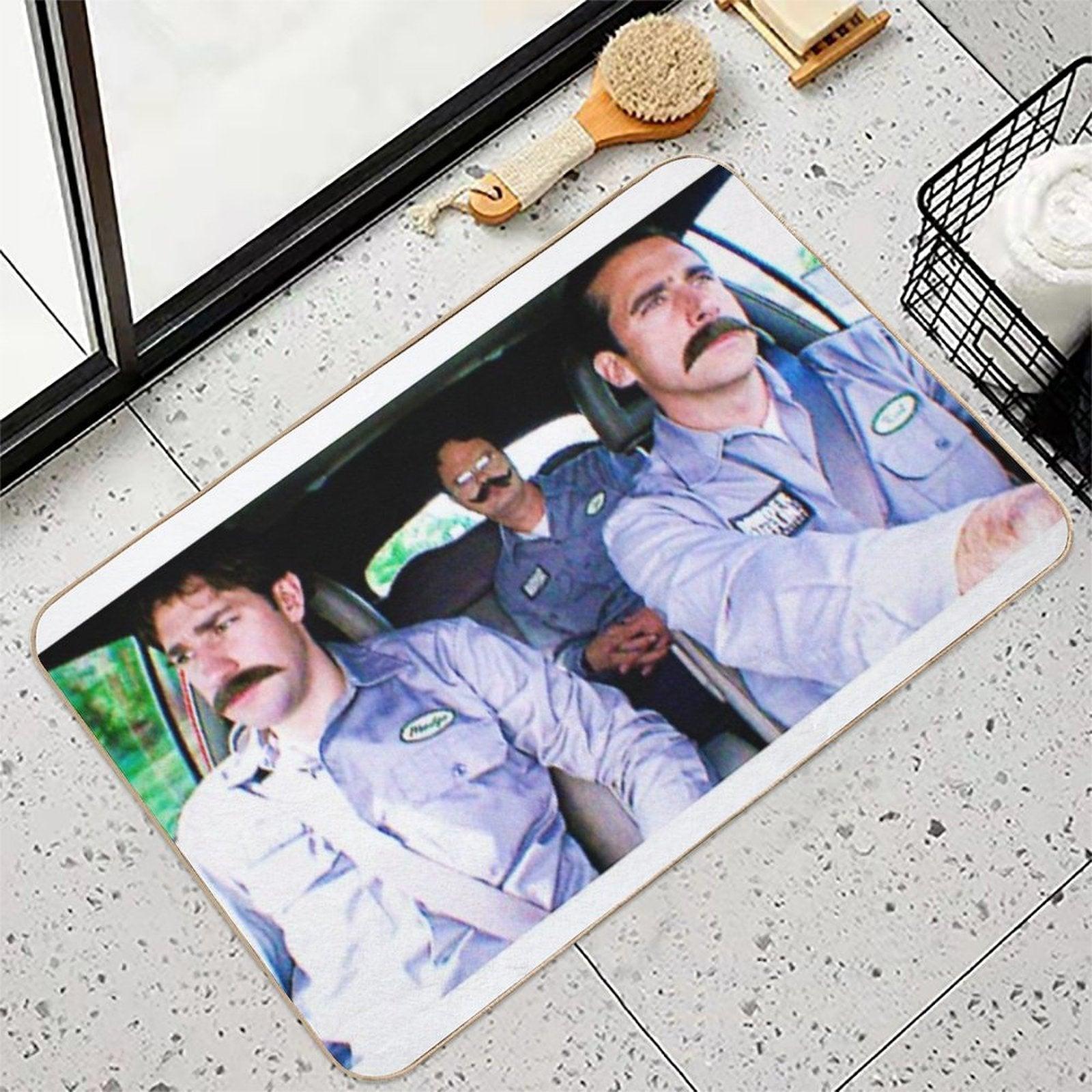 Jim, Dwight And Michael As Warehouse Workers Bath Mat