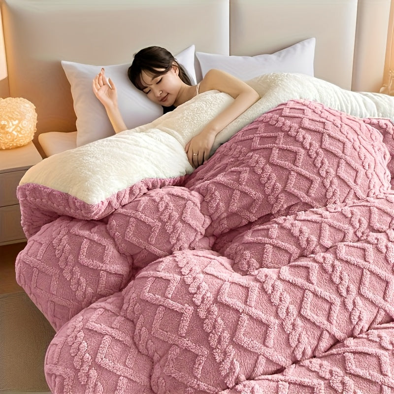 Thick Winter Blanket for Bed Soft Flannel & Artificial Lamb Cashmere Warm, Cozy & Comfortable Quilt Comforter
