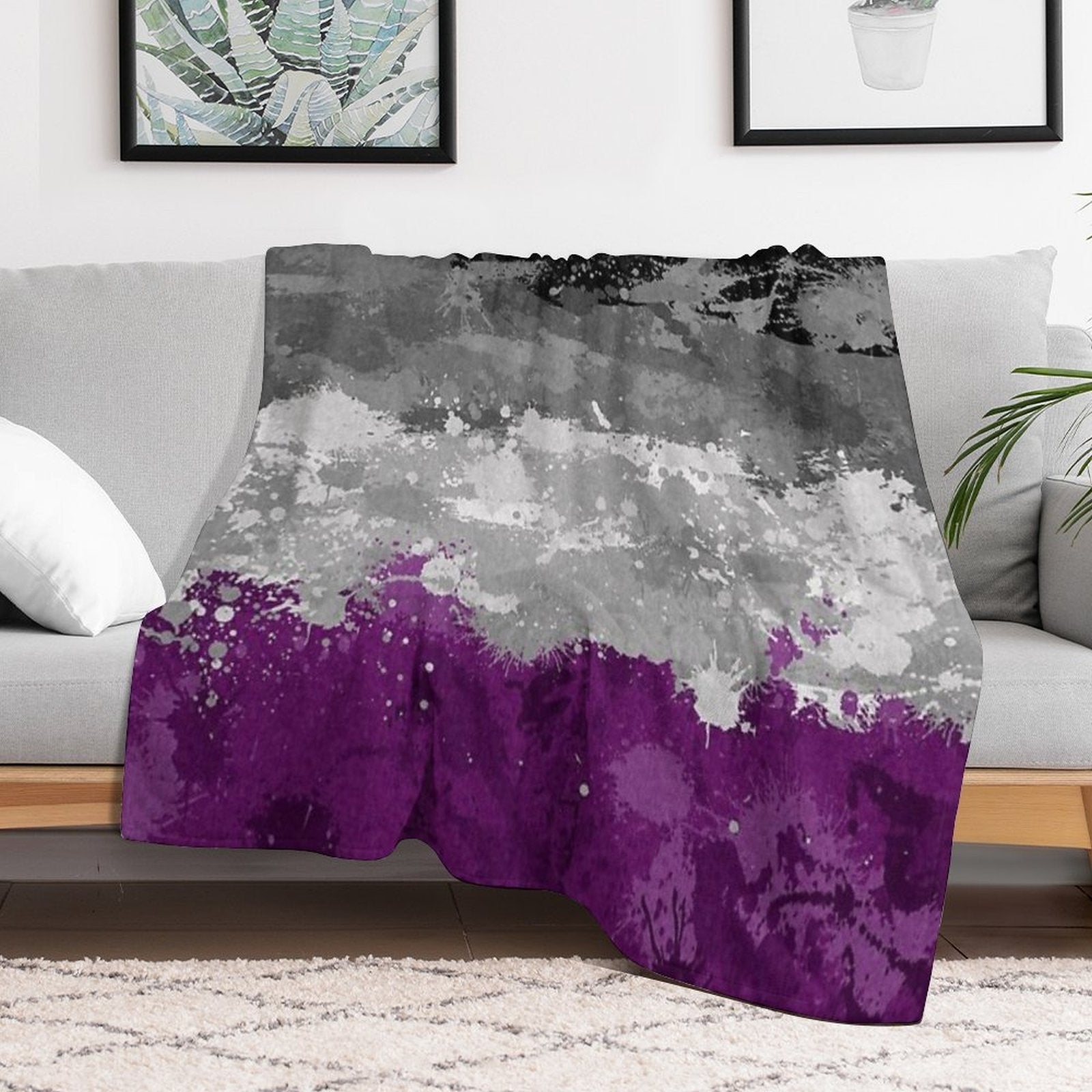 Abstract Paint Splatter Asexual Pride Flag Pattern Versatility Throw Blanket