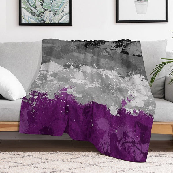 Abstract Paint Splatter Asexual Pride Flag Pattern Versatility Throw Blanket