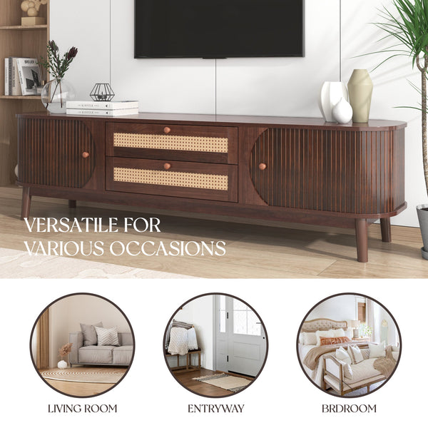 Modern Farmhouse Rattan TV Stand BLAKHOM
