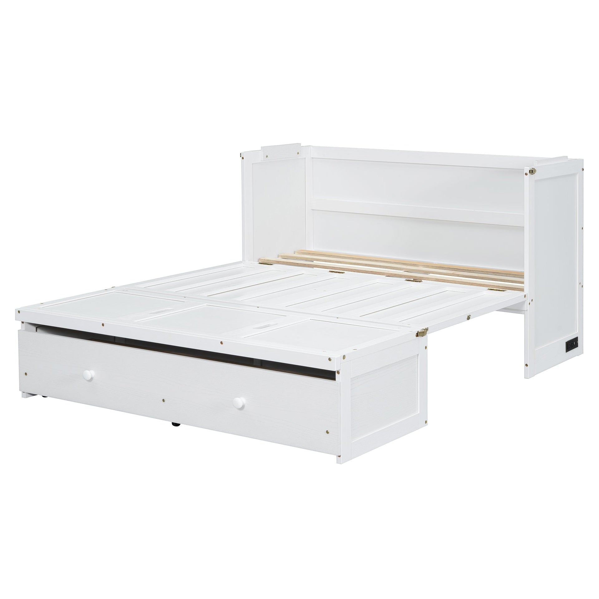 Space-Saving Full Size Murphy Bed with USB Port and Large Drawer Storage