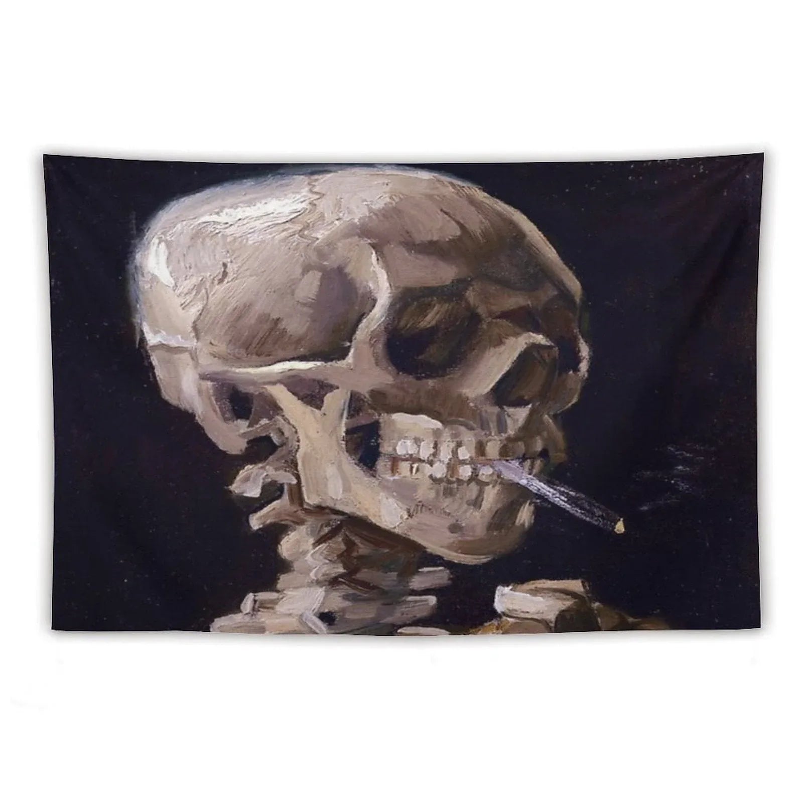 Vincent Van Gogh - Skull with Burning Cigarette (new Color Edit) Tapestry