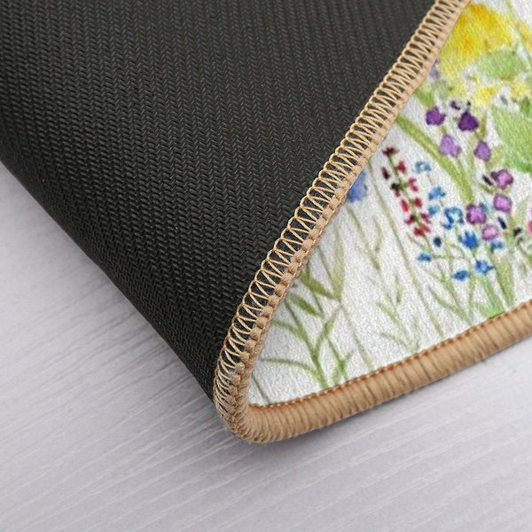 Hand Painted Colorful Wild Flower Field Bath Mat