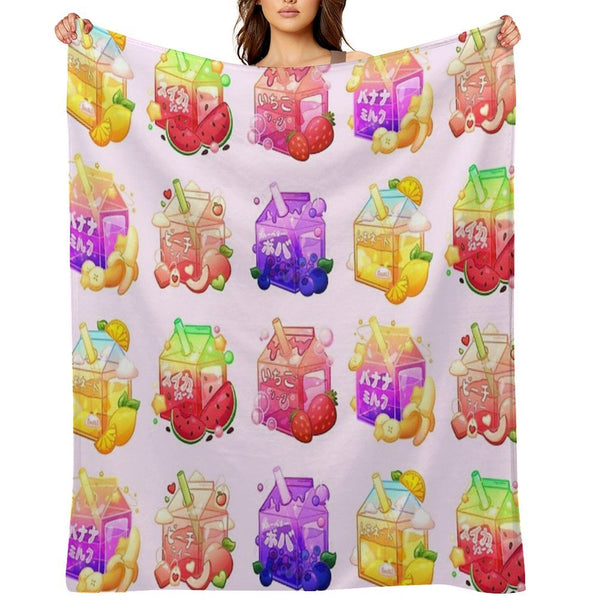 Aesthetic Fruit Carton Collection Velvety-soft Throw Blanket