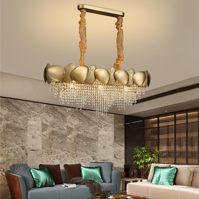 Stainless Steel Living Room Ceiling Crystal Chandelier Decorbites