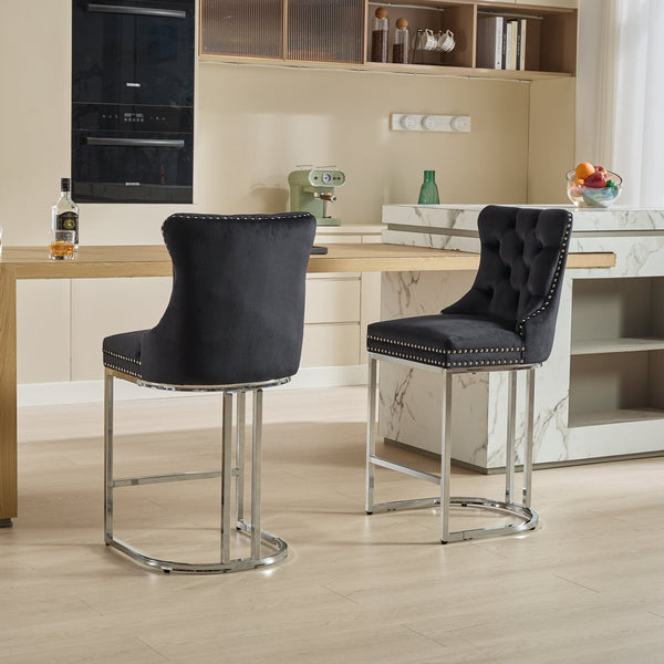 Set of 2 Modern Velvet Barstools