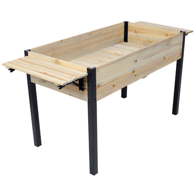 Raised Garden Bed with Metal Legs and Folding Storage Shelf