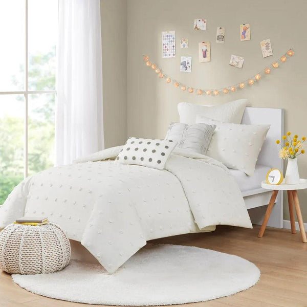 Brooklyn Cotton Jacquard Comforter Set with Euro Shams and Throw Pillows - Gifts for You 'n Me