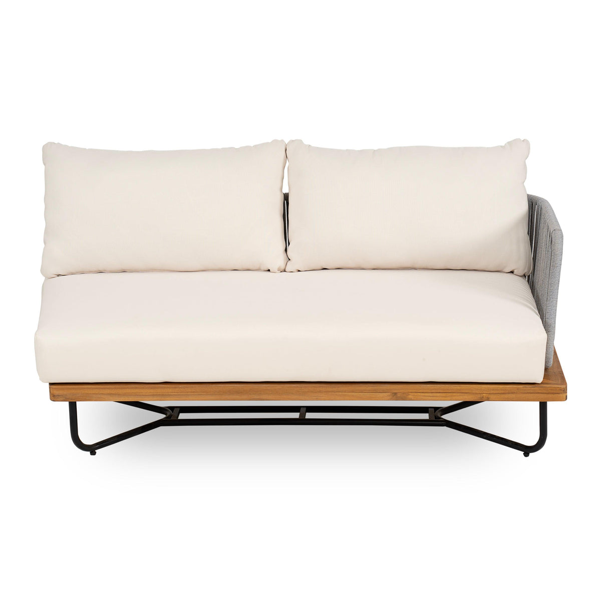 Lucca Outdoor 6 Seater Acacia Wood and Rope Woven Patio Conversation Set