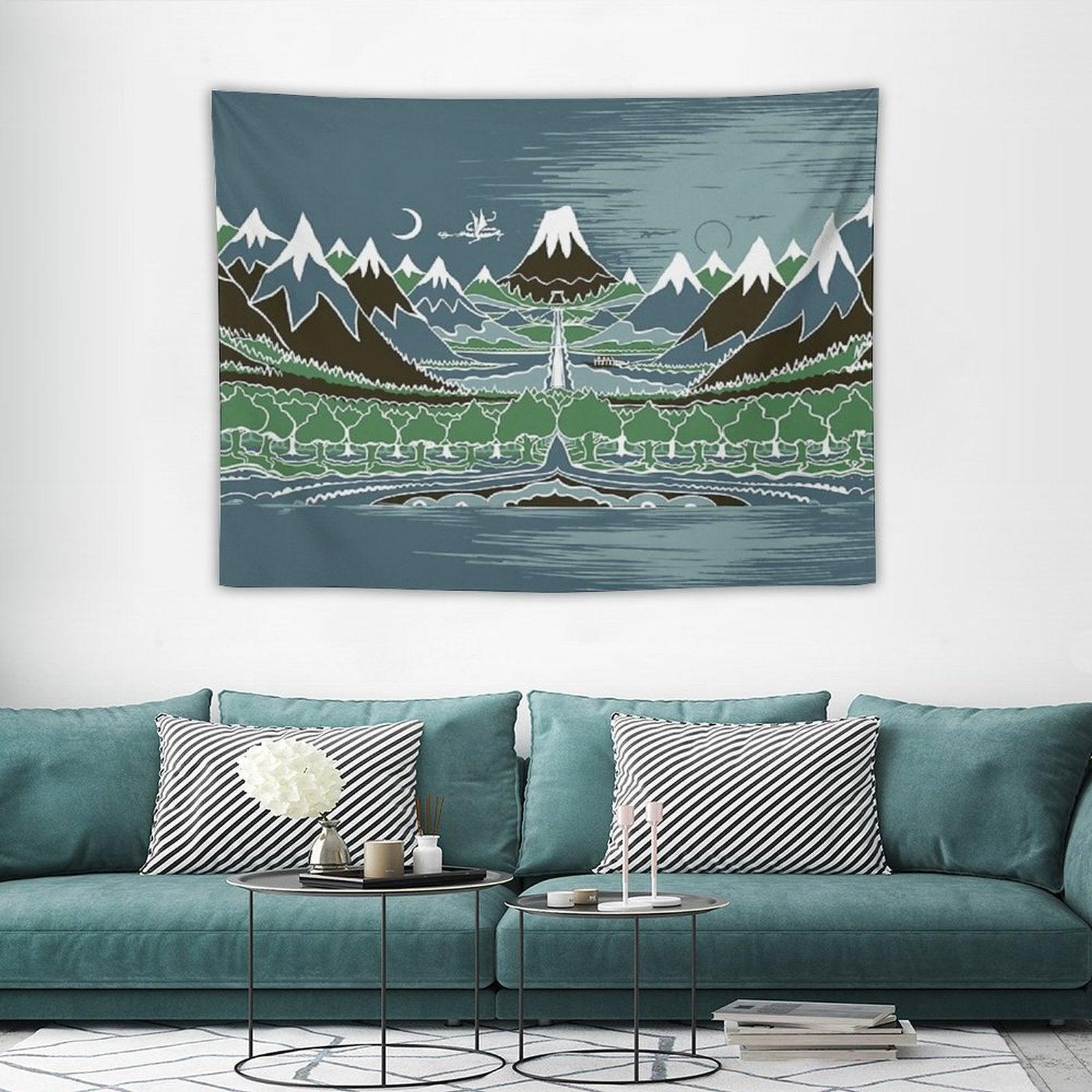 Forest Mountain Path in The Style of J.R.R.Tolkien Tapestry