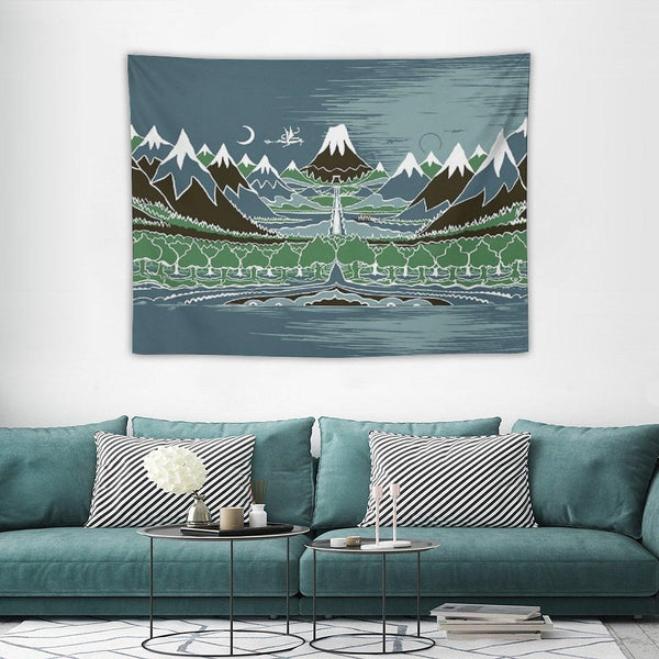 Forest Mountain Path in The Style of J.R.R.Tolkien Tapestry