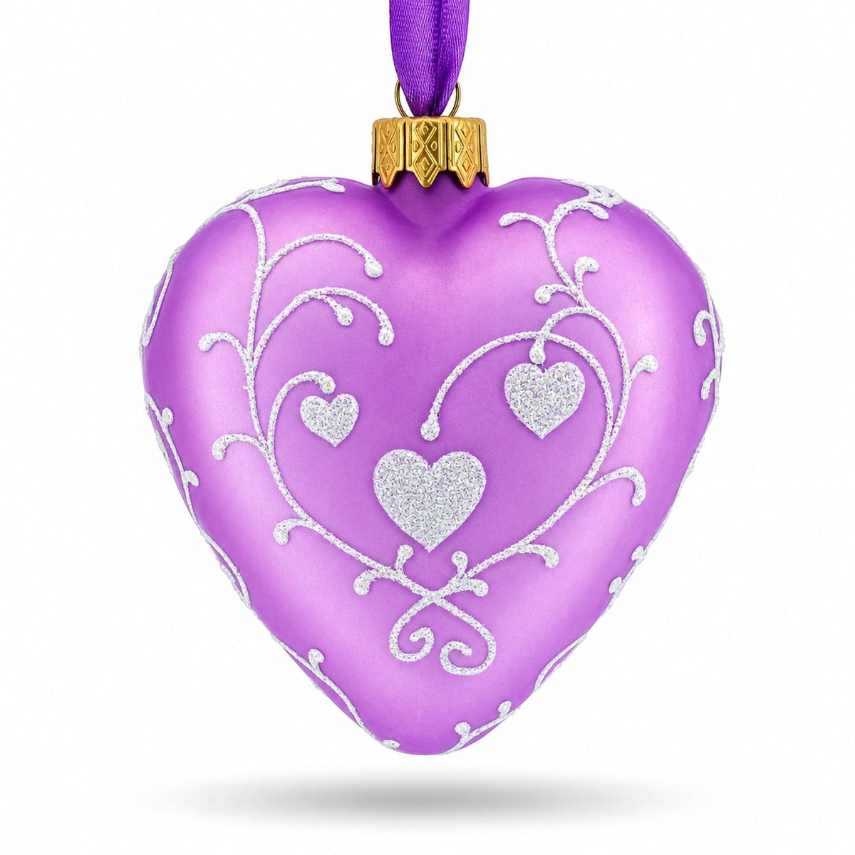 I Love Cats Glass Heart Christmas Ornament