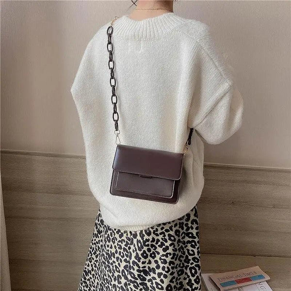Chain Design Trendy Lady Bags Mini Pu Leather Flap Bags for Women Shoulder Handbag Female Fashion Cross Body Bag with Lid