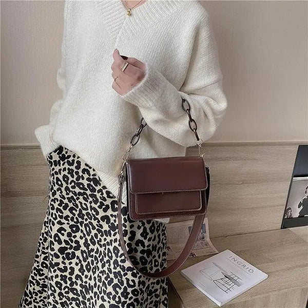 Chain Design Trendy Lady Bags Mini Pu Leather Flap Bags for Women Shoulder Handbag Female Fashion Cross Body Bag with Lid