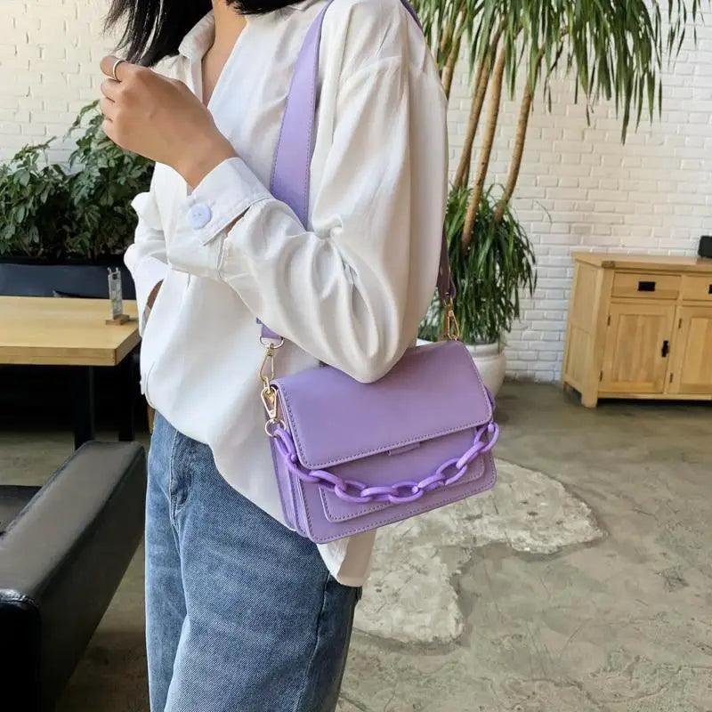 Chain Design Trendy Lady Bags Mini Pu Leather Flap Bags for Women Shoulder Handbag Female Fashion Cross Body Bag with Lid