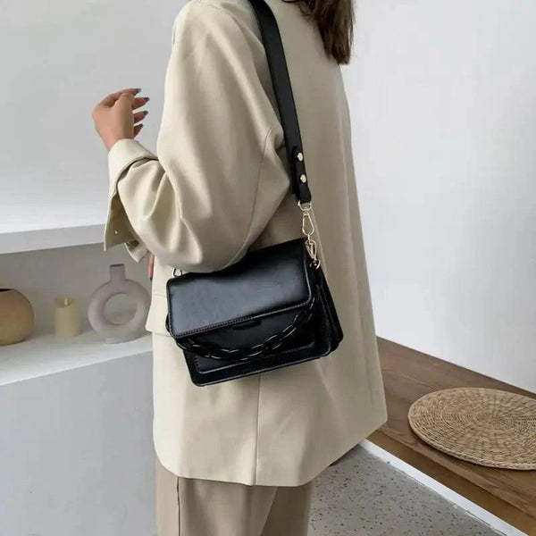 Chain Design Trendy Lady Bags Mini Pu Leather Flap Bags for Women Shoulder Handbag Female Fashion Cross Body Bag with Lid