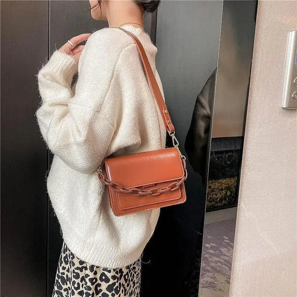 Chain Design Trendy Lady Bags Mini Pu Leather Flap Bags for Women Shoulder Handbag Female Fashion Cross Body Bag with Lid