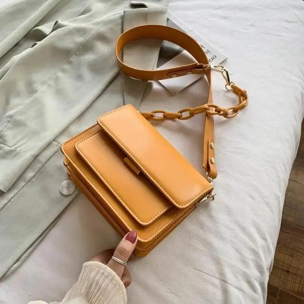 Chain Design Trendy Lady Bags Mini Pu Leather Flap Bags for Women Shoulder Handbag Female Fashion Cross Body Bag with Lid