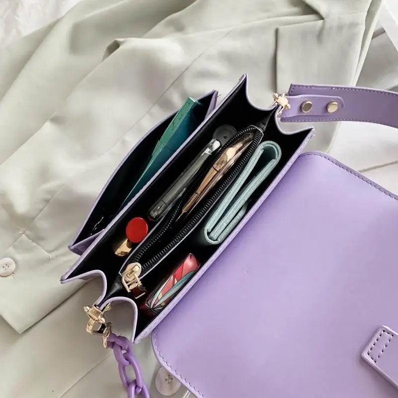 Chain Design Trendy Lady Bags Mini Pu Leather Flap Bags for Women Shoulder Handbag Female Fashion Cross Body Bag with Lid