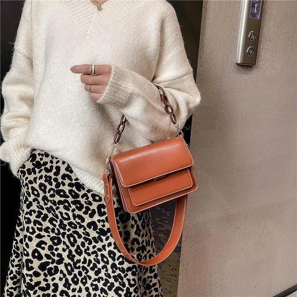 Chain Design Trendy Lady Bags Mini Pu Leather Flap Bags for Women Shoulder Handbag Female Fashion Cross Body Bag with Lid