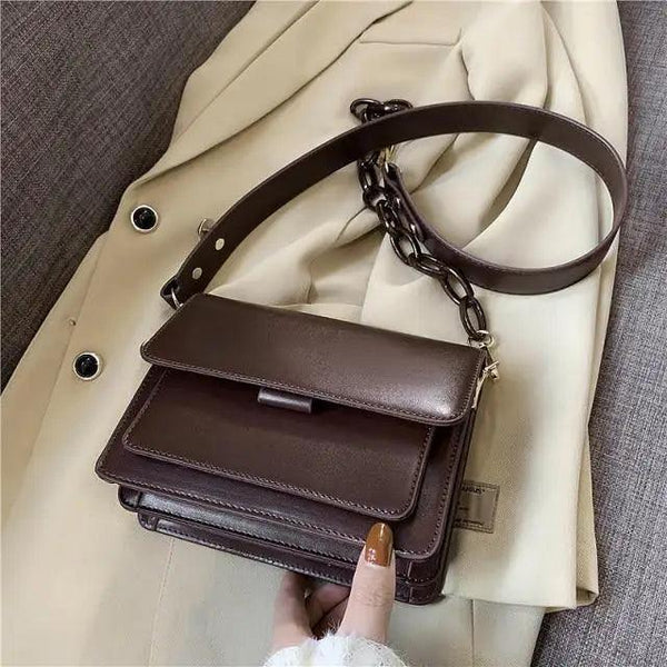 Chain Design Trendy Lady Bags Mini Pu Leather Flap Bags for Women Shoulder Handbag Female Fashion Cross Body Bag with Lid