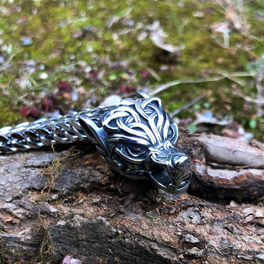 Vikings Wolf Head Stainless Steel Punk Link Bracelet Ancient Treasures