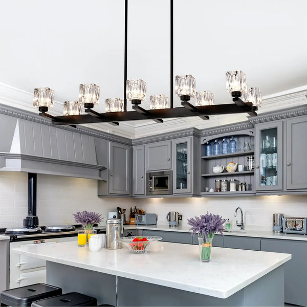 Chandelier Lights for Living Room with Modern Crystal Design & 10-Light Fixture