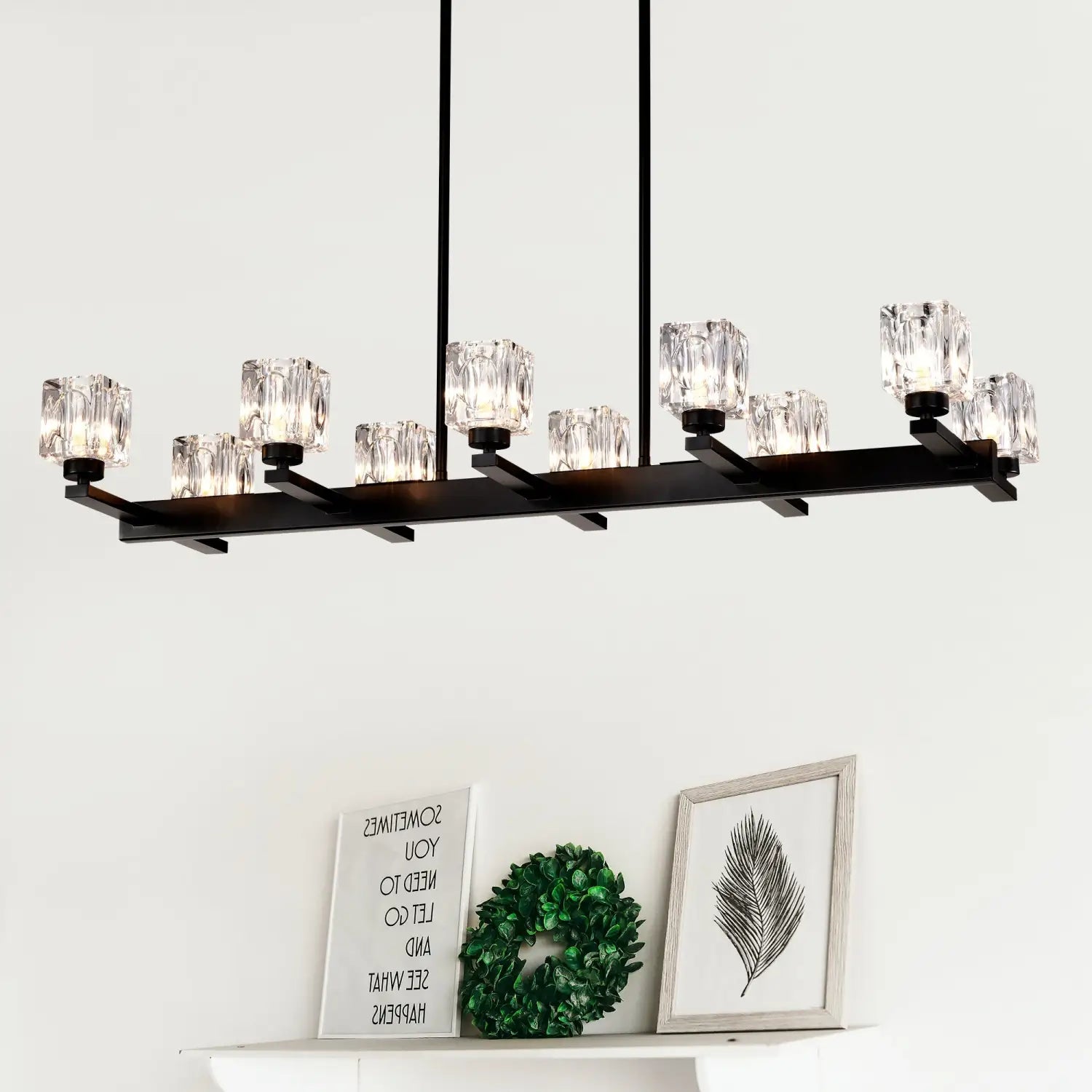 Chandelier Lights for Living Room with Modern Crystal Design & 10-Light Fixture