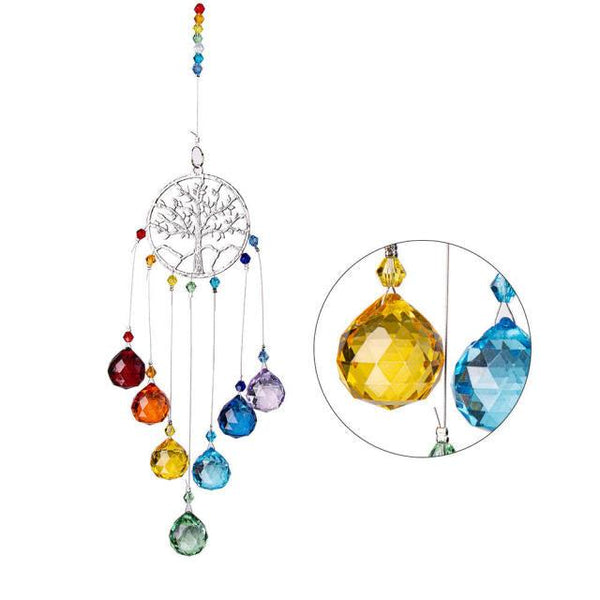 Chandelier Wind Chimes Crystal Prisms Hanging Sun Catcher Beads Chain Sphere Chandelier Lamps Light Pendant for Christmas Day Wedding Plants Cars Window Décor Rainbow  Window Curtains Pendant Home Decor Gifts