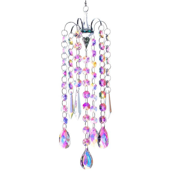 Chandelier Wind Chimes Home Decor Ornaments AB Coating Crystal Prisms Hanging Suncatcher Rainbow Chaser Window Curtains Jewelry Pendant For Home Room Wedding Garden Decor Gifts Photography