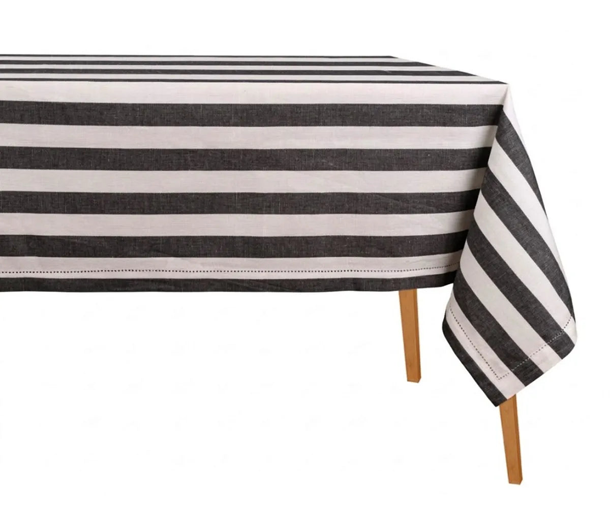 Striped Cotton Linen Tablecloth