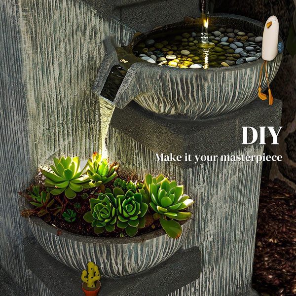 Resin Tiered Outdoor Fountain 4 Bowl Two Tone