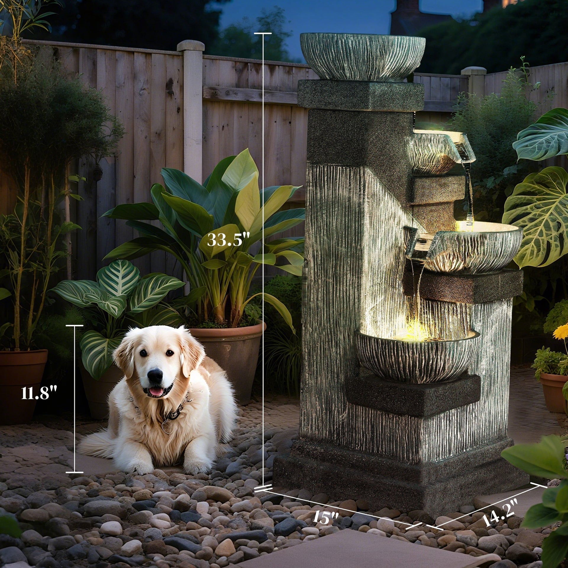 Resin Tiered Outdoor Fountain 4 Bowl Two Tone