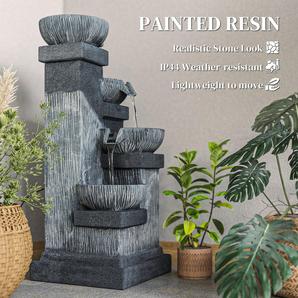 Resin Tiered Outdoor Fountain 4 Bowl Two Tone