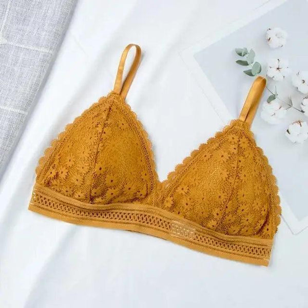 Charming Floral Lace Bra Top For Women Push Up Female Lingerie breathable Bralette Removable Pad Thin Fashion New Wireless Bras