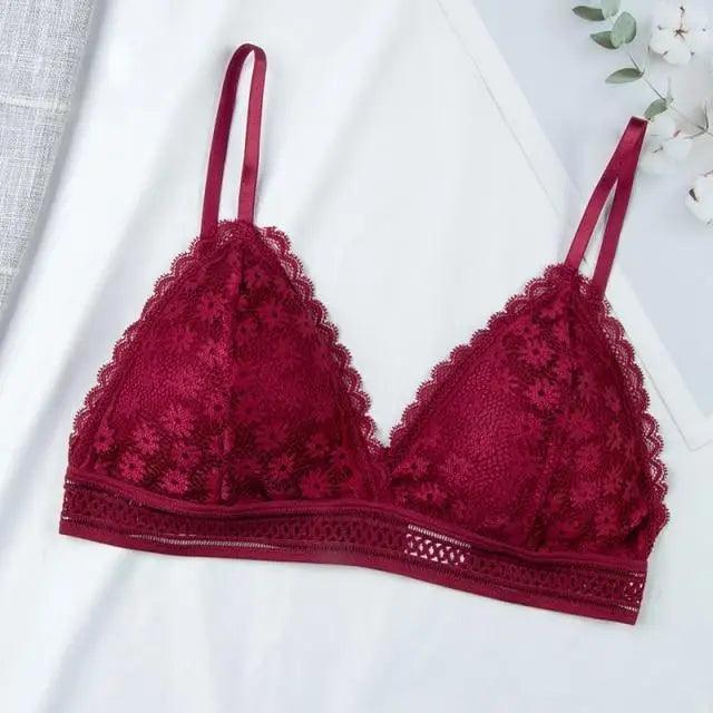 Charming Floral Lace Bra Top For Women Push Up Female Lingerie breathable Bralette Removable Pad Thin Fashion New Wireless Bras