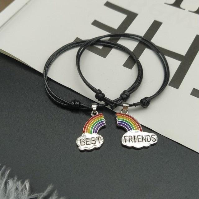 Charming Rainbow Best Friend Bracelet Adjustable Friendship Couple Bracelet Gift Hand Bracelet Set of 2 Matching Friendship Bracelet Elastic Rainbow Cloud Bracelets For Close Friends Christmas Birthday Gifts