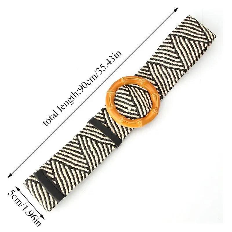 Charming Women Waist Belt Classic Round Wooden Buckle Casual Design Dress Women Buckle Waist Dress Band