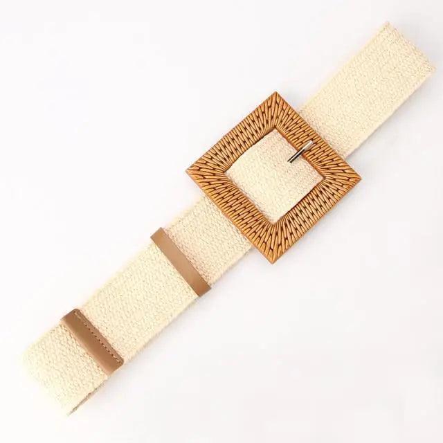 Charming Women Waist Belt Classic Round Wooden Buckle Casual Design Dress Women Buckle Waist Dress Band