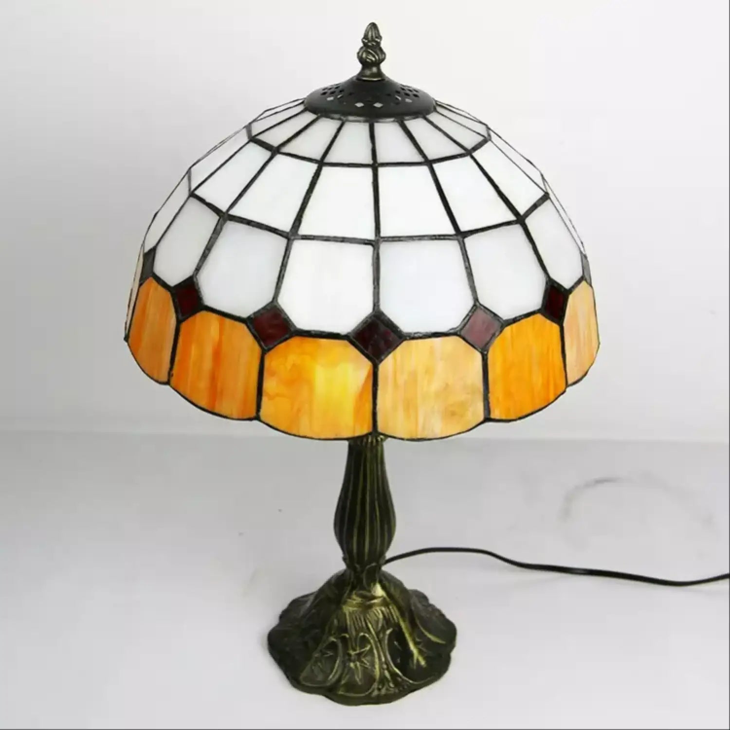 Antique Tiffany Lamp with Check Pattern