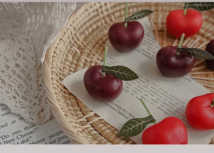 Cherry Candle Creative Decoration Soy Wax Aromatherapy Candle Home Decoration Scented Candle Red Cherry Candle Cherry Shaped Scented Candle Mini Paraffin Wax Candle Small Scented Candle Wax Decorative Candle For Bedroom Bathroom Decoration Parties