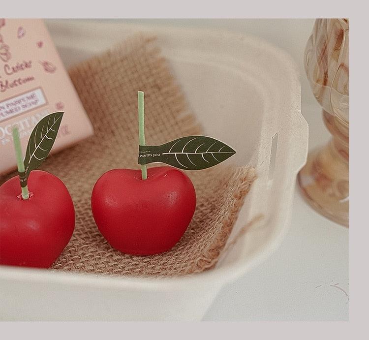 Cherry Candle Creative Decoration Soy Wax Aromatherapy Candle Home Decoration Scented Candle Red Cherry Candle Cherry Shaped Scented Candle Mini Paraffin Wax Candle Small Scented Candle Wax Decorative Candle For Bedroom Bathroom Decoration Parties