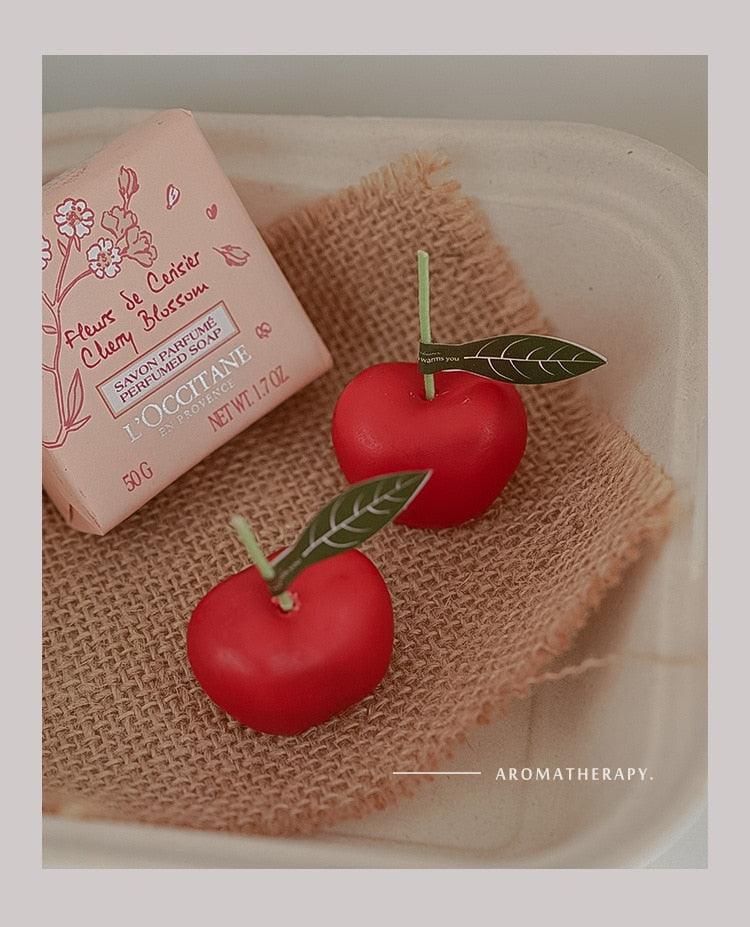 Cherry Candle Creative Decoration Soy Wax Aromatherapy Candle Home Decoration Scented Candle Red Cherry Candle Cherry Shaped Scented Candle Mini Paraffin Wax Candle Small Scented Candle Wax Decorative Candle For Bedroom Bathroom Decoration Parties