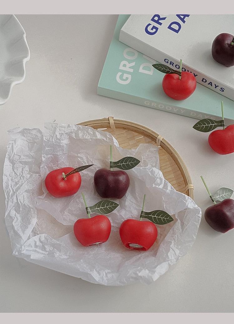 Cherry Candle Creative Decoration Soy Wax Aromatherapy Candle Home Decoration Scented Candle Red Cherry Candle Cherry Shaped Scented Candle Mini Paraffin Wax Candle Small Scented Candle Wax Decorative Candle For Bedroom Bathroom Decoration Parties