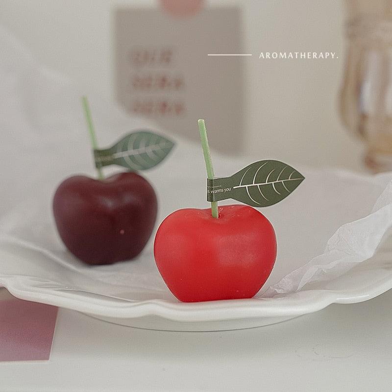 Cherry Candle Creative Decoration Soy Wax Aromatherapy Candle Home Decoration Scented Candle Red Cherry Candle Cherry Shaped Scented Candle Mini Paraffin Wax Candle Small Scented Candle Wax Decorative Candle For Bedroom Bathroom Decoration Parties