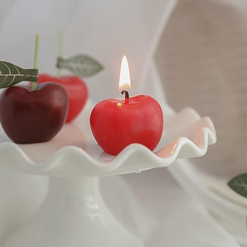 Cherry Candle Creative Decoration Soy Wax Aromatherapy Candle Home Decoration Scented Candle Red Cherry Candle Cherry Shaped Scented Candle Mini Paraffin Wax Candle Small Scented Candle Wax Decorative Candle For Bedroom Bathroom Decoration Parties