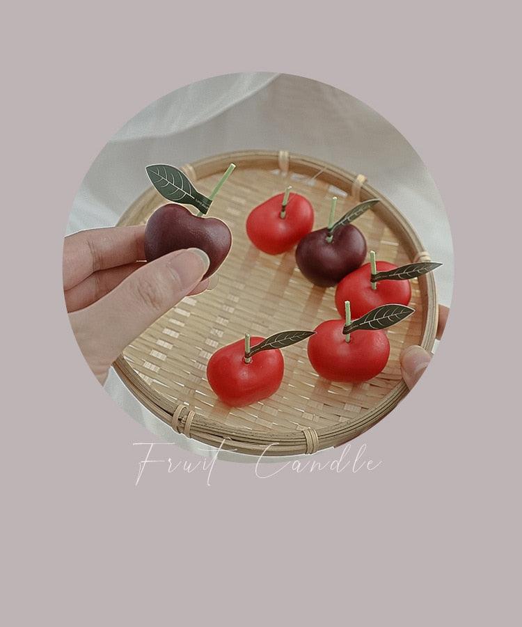 Cherry Candle Creative Decoration Soy Wax Aromatherapy Candle Home Decoration Scented Candle Red Cherry Candle Cherry Shaped Scented Candle Mini Paraffin Wax Candle Small Scented Candle Wax Decorative Candle For Bedroom Bathroom Decoration Parties